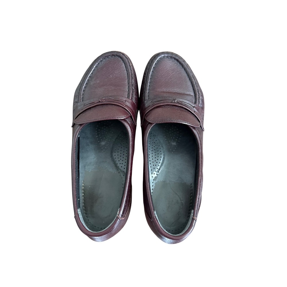 SAS Tripad Comfort Loafer Womens 6.5W Burgundy Leather Moc Toe Wedge Slip On USA